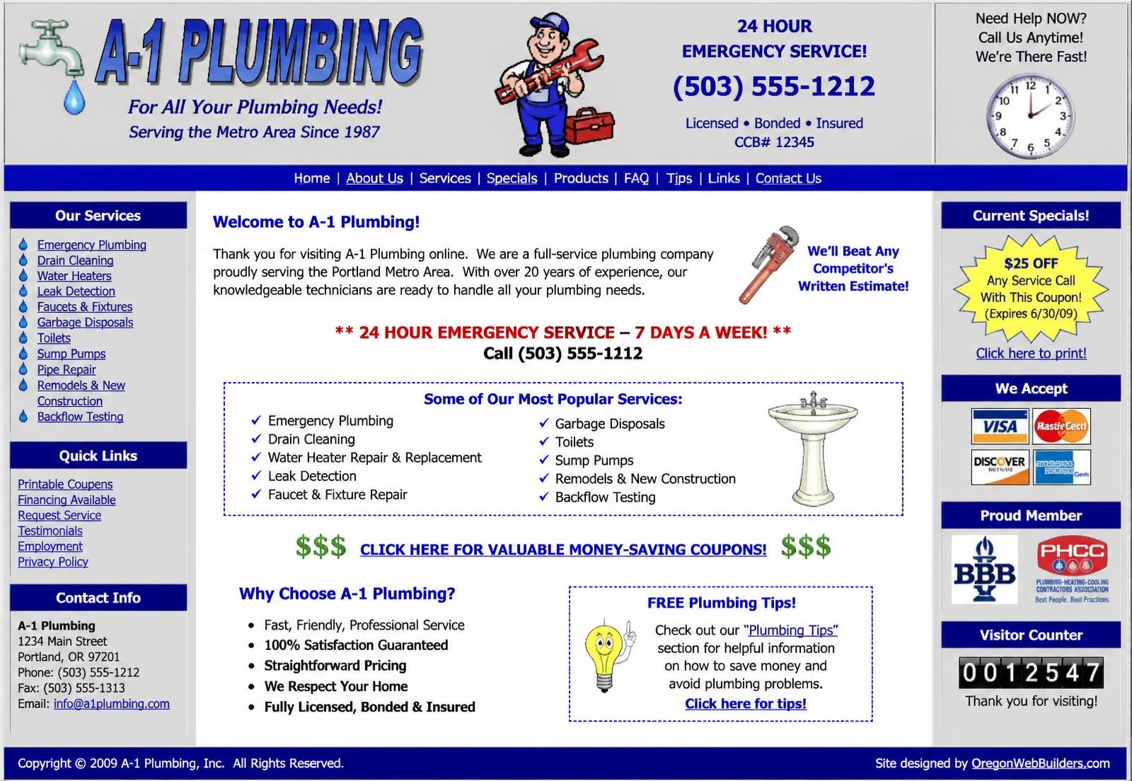 Local Trades Business — before redesign