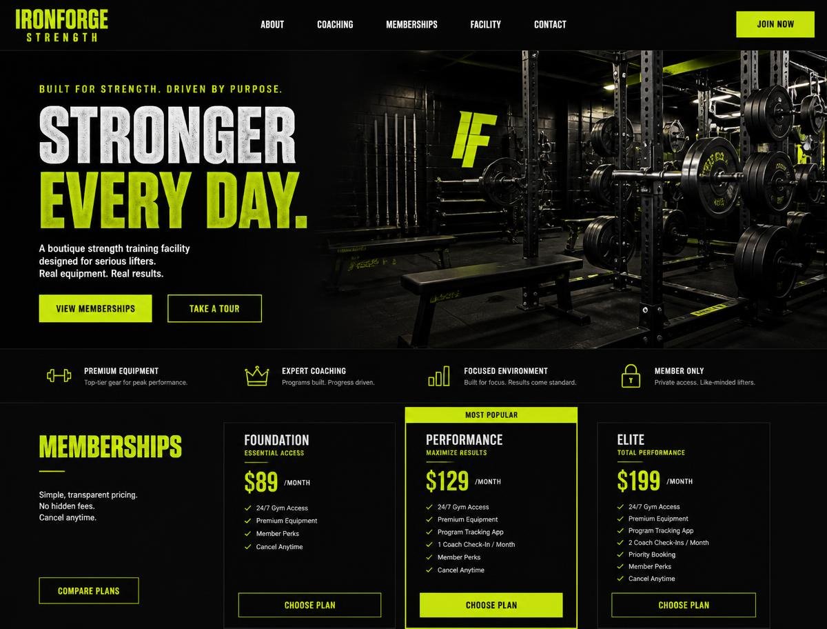 Gym & Personal Training Service website design